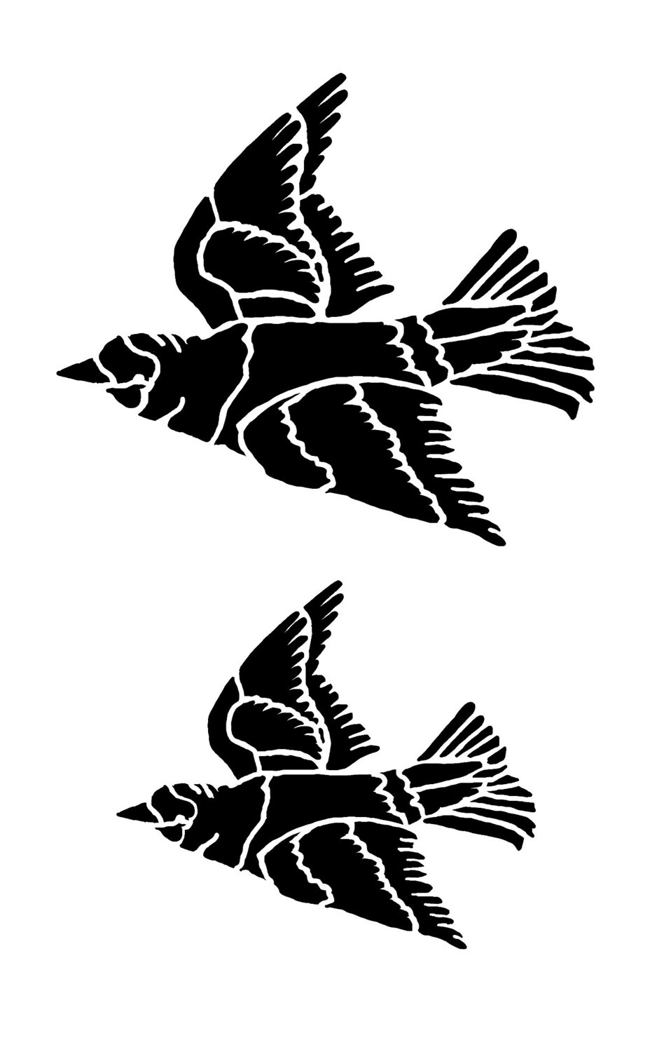 Detailed Birds 2 stencil 5x8