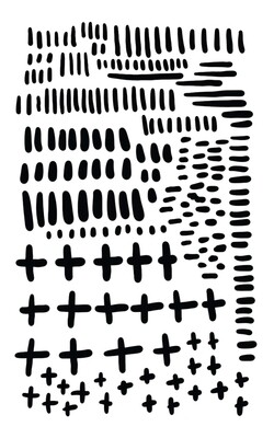 Playful patterns marks stencil 5x8
