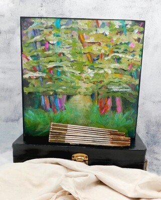 "Step out into the wild unknown" mixed media original 12x12