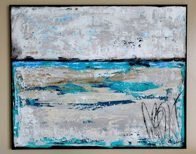 &quot;Vacation days&quot; mixed media original canvas 30x24