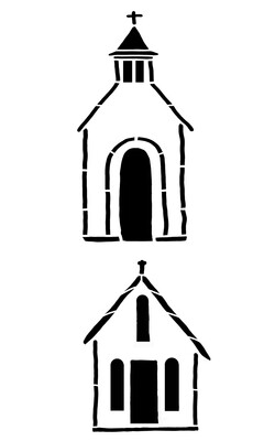 Rustic Churches stencil 5x8