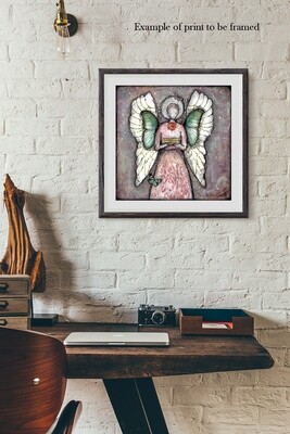 "Angel of Compassion" red flower and butterfly Print to be Framed