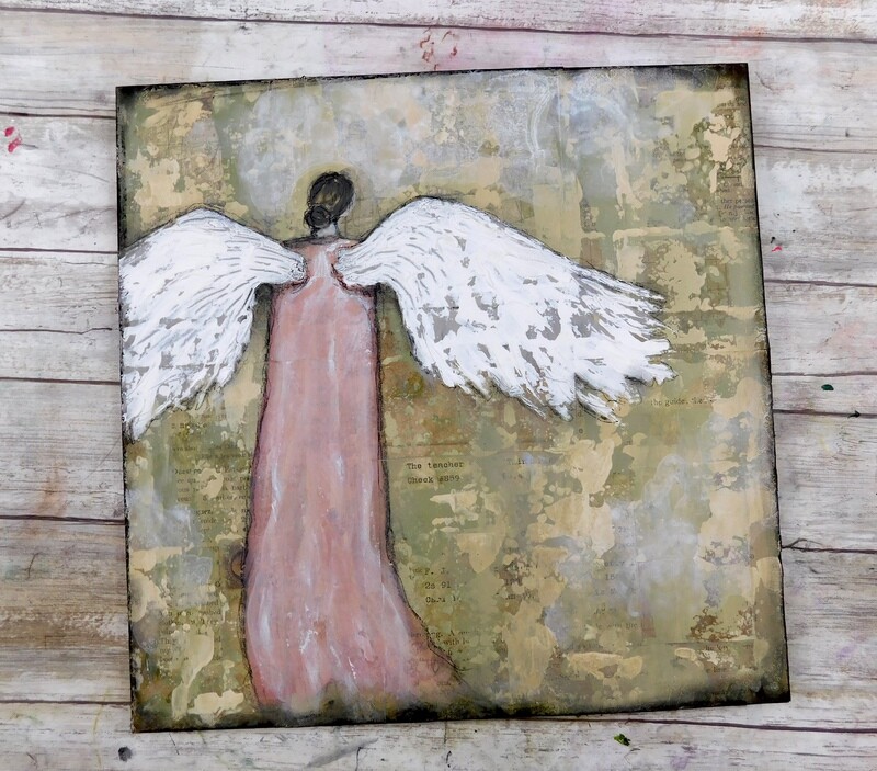 &quot;Angels that Guide&quot; mixed media original 12x12