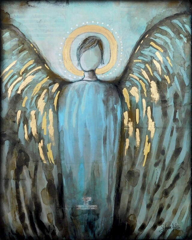 &quot;Angel of possibilities&quot; Print on Wood and Print to be Framed
