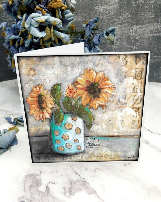 &quot;Holding you close&quot; 6x6 sunflower card