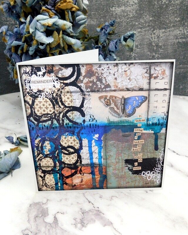 &quot;It takes as long as it takes to heal&quot; 6x6 butterfly card