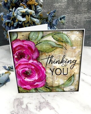 "Thinking of you" flower 6x6 card