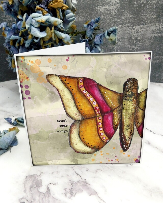 &quot;Trust your wings&quot; butterfly 6x6 card