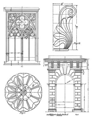 Architectural Elements collage papers *INSTANT DOWNLOAD* 8 pages