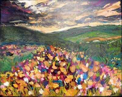 "Moody Skies" 20x16 mixed media original canvas