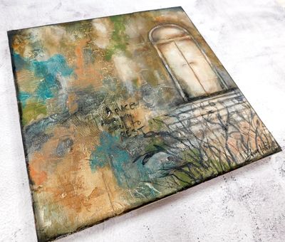 &quot;A place for my soul to rest&quot; mixed media 12x12 original canvas