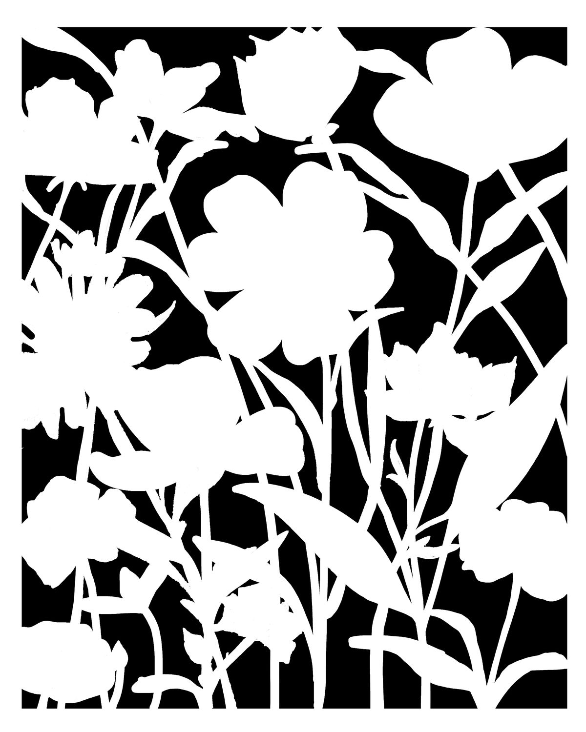 Rambling Flowers stencil 9x12