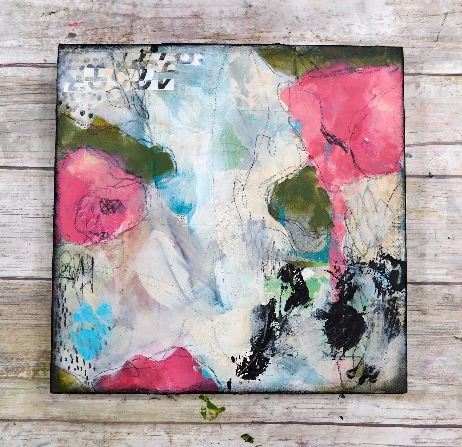 "Overcoming Perfection" 8x8 mixed media original