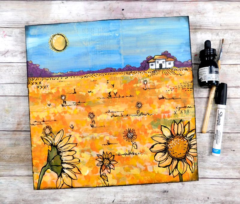 &quot;Sunny Days&quot; mixed media original 12x12
