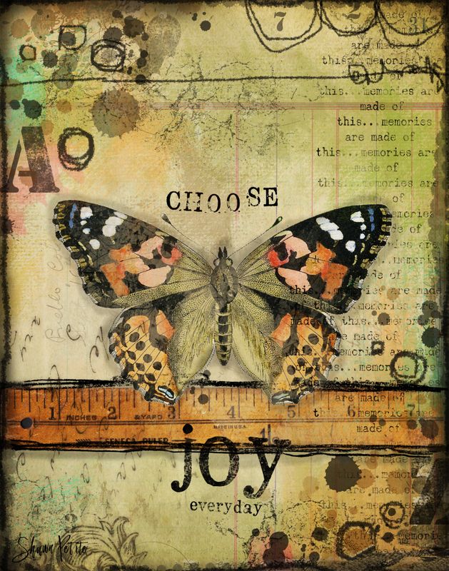 &quot;Choose Joy&quot;, butterfly series Print on Wood and Print to be Framed