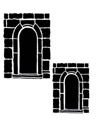 Door 1 small with masks stencil 8x10