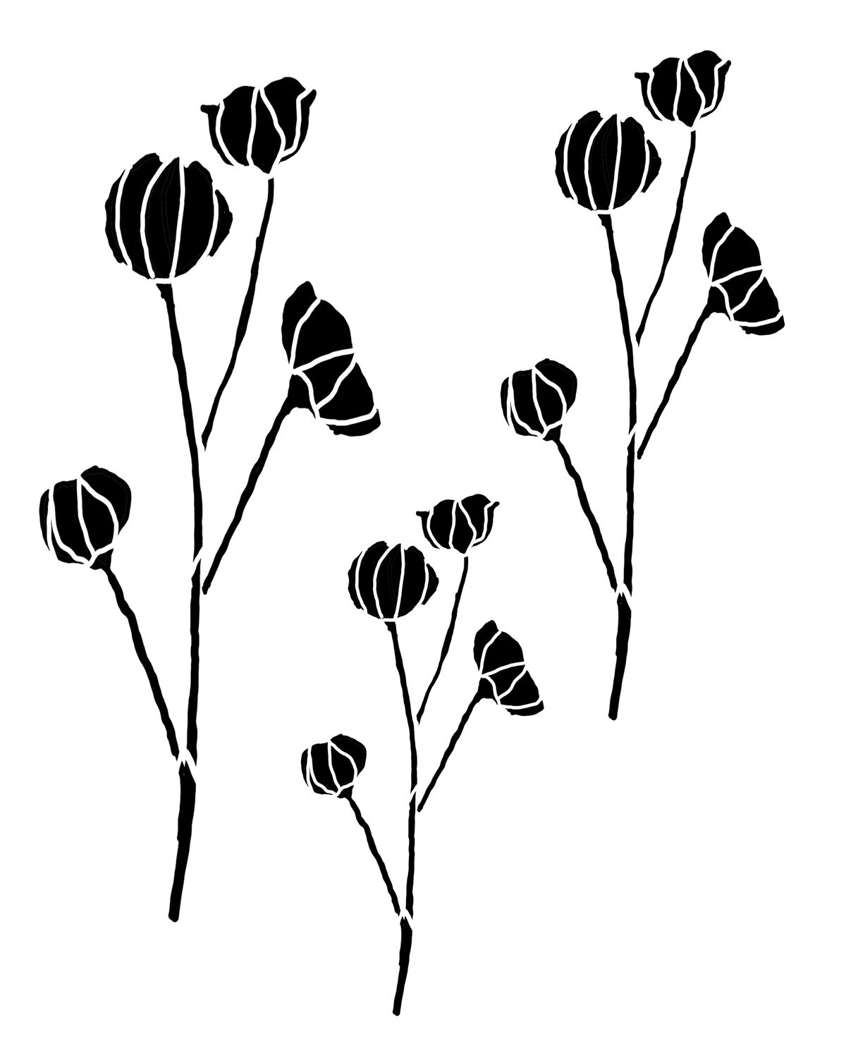 Cotton Stem 2 stencil 8x10