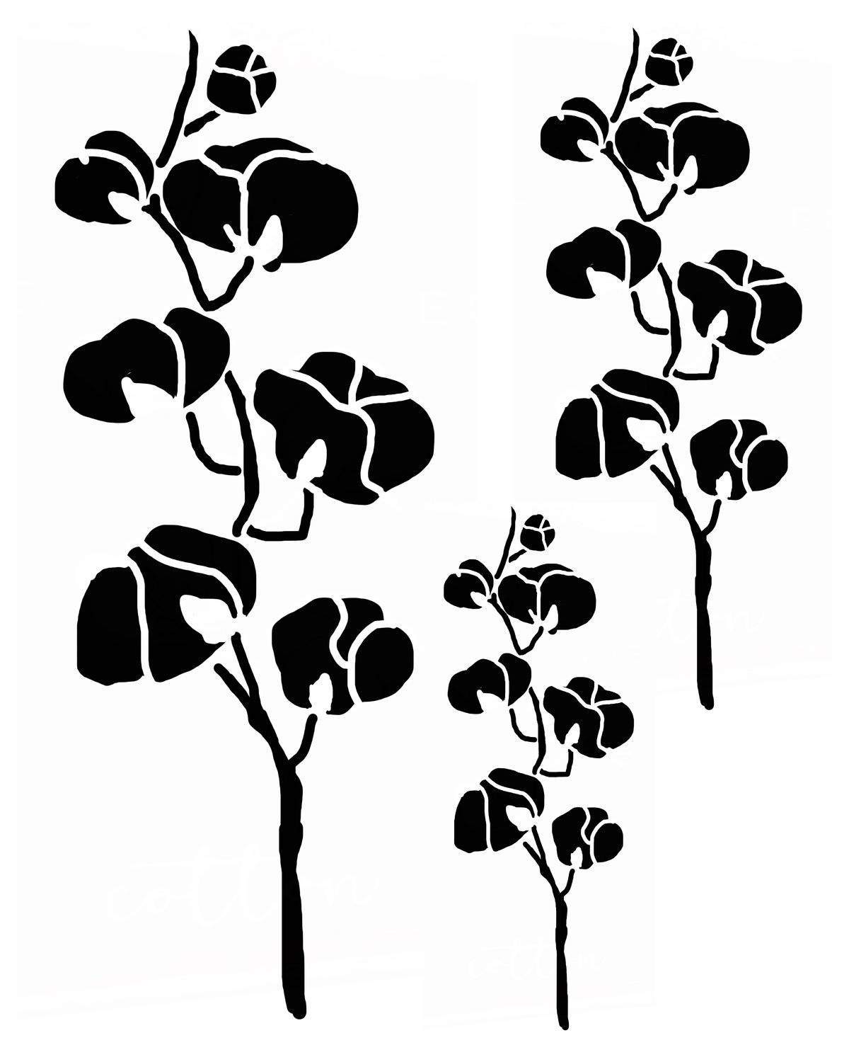 Cotton Stem 1 stencil 8x10