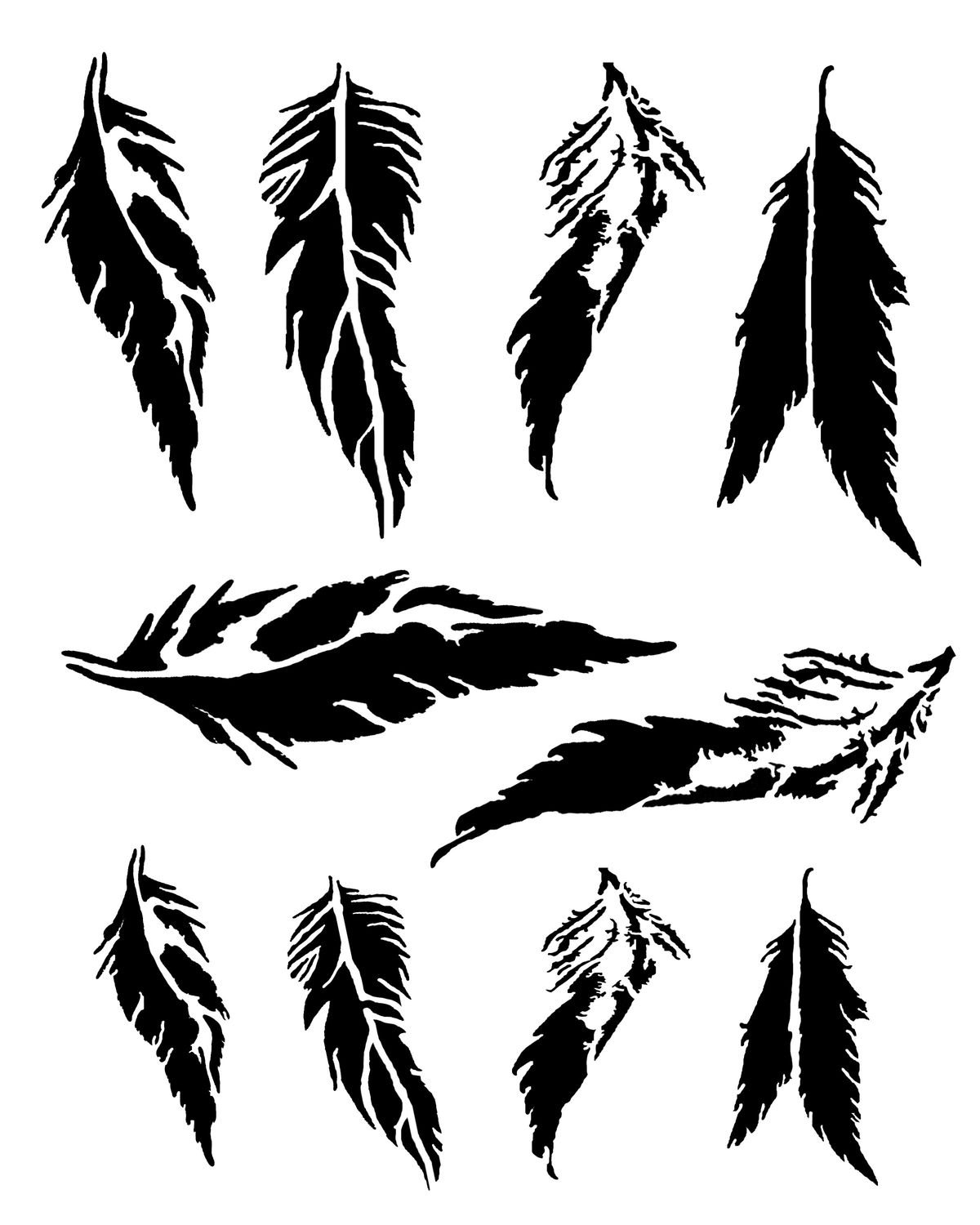 Feathers Stencil 8x10