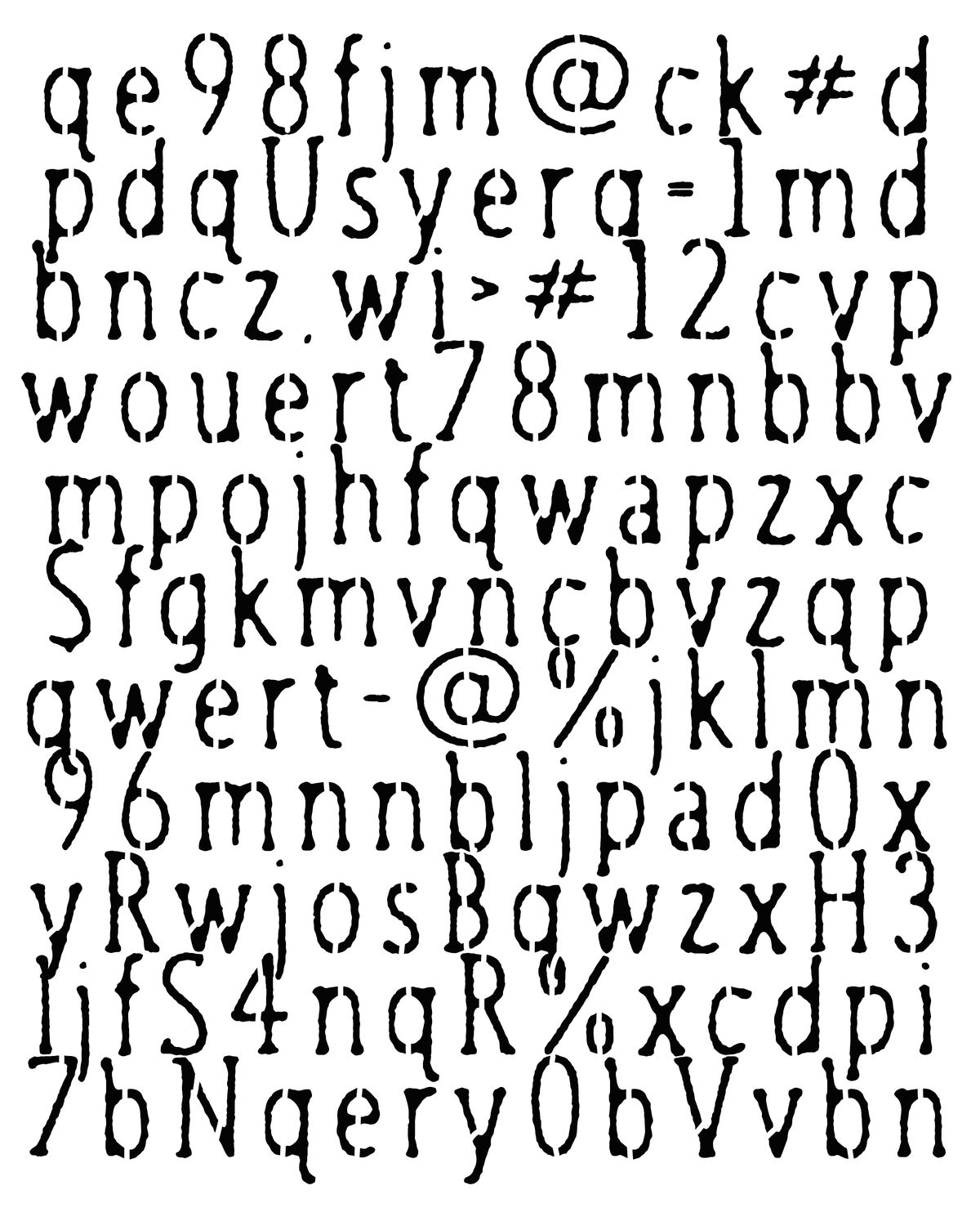 Letters mixed rough stencil 8x10