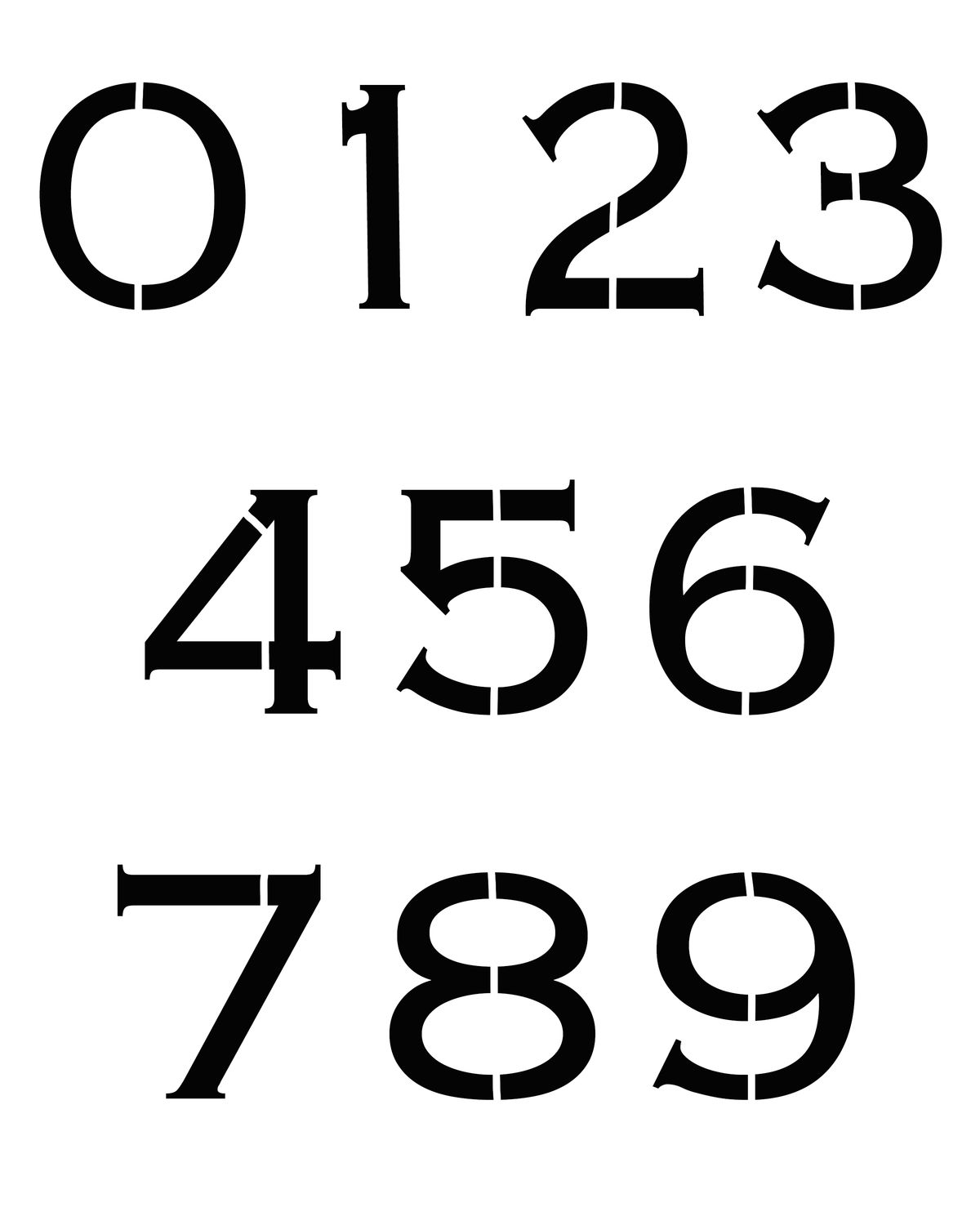 Numbers Gothic lg stencil 8x10