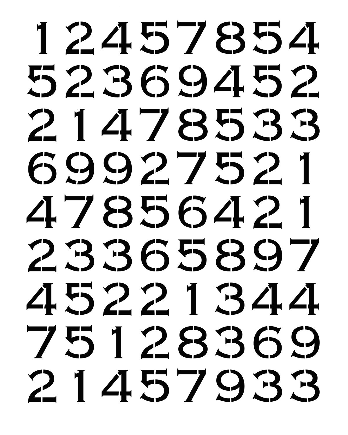 Numbers Gothic sm stencil 8x10