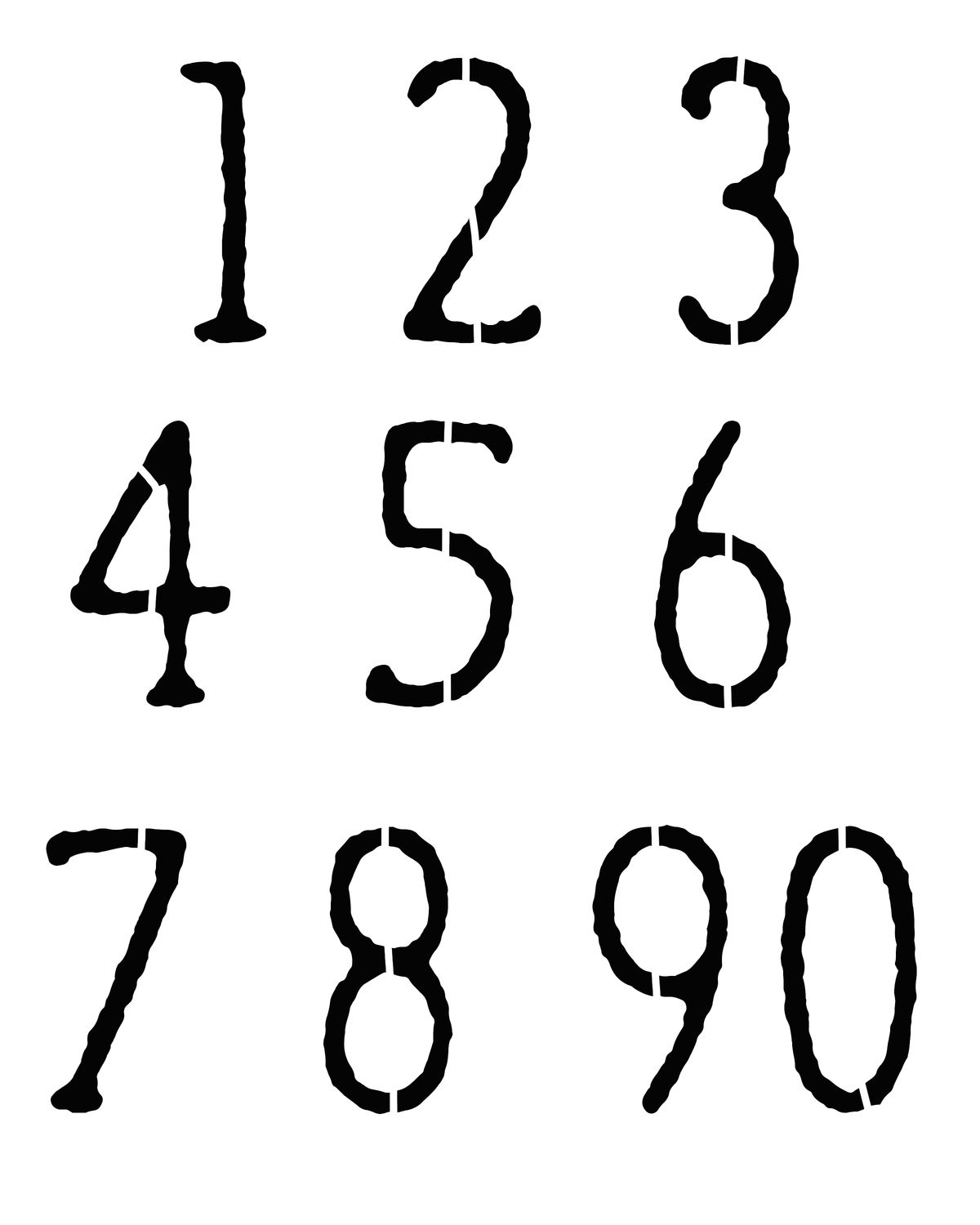 Numbers rough lg stencil 8x10