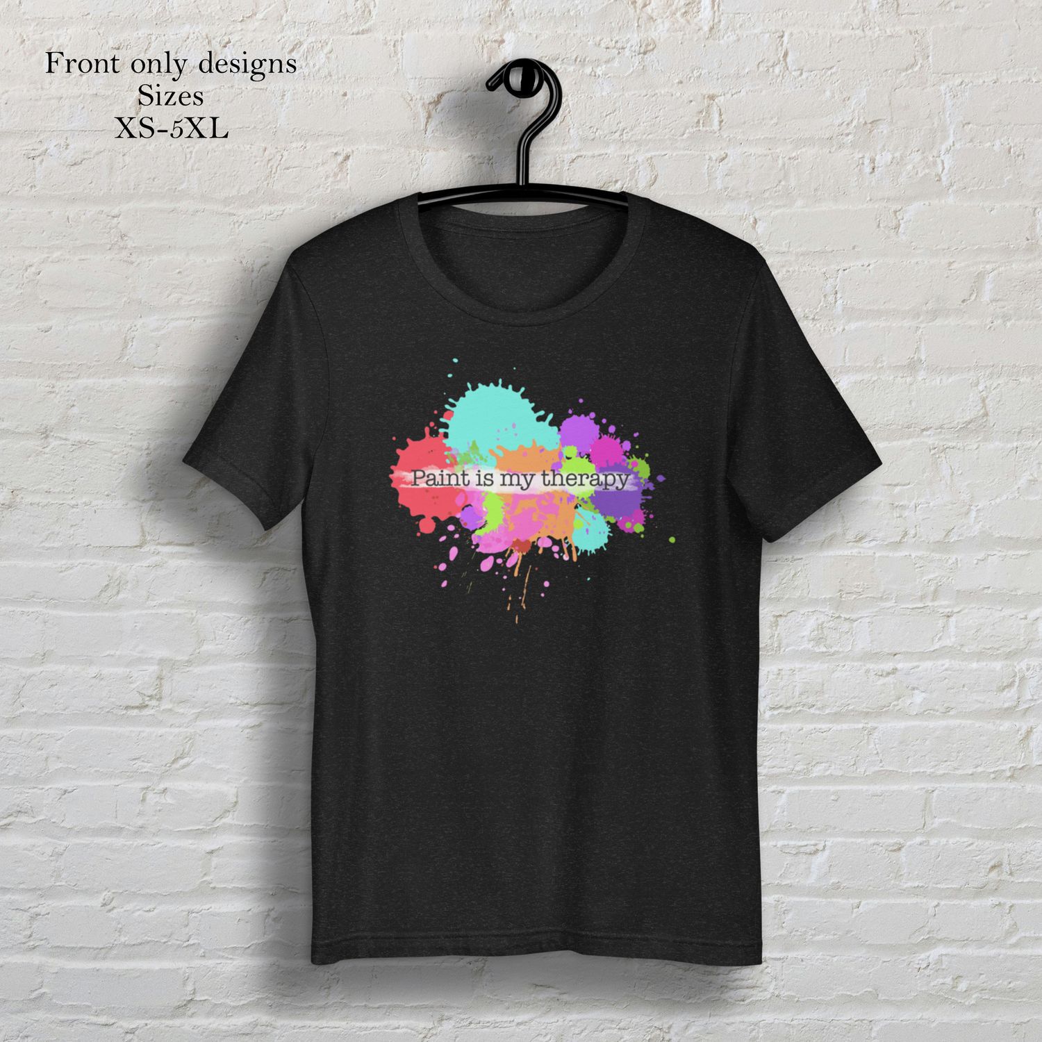 Paint is my therapy heather black short sleeve t-shirt
