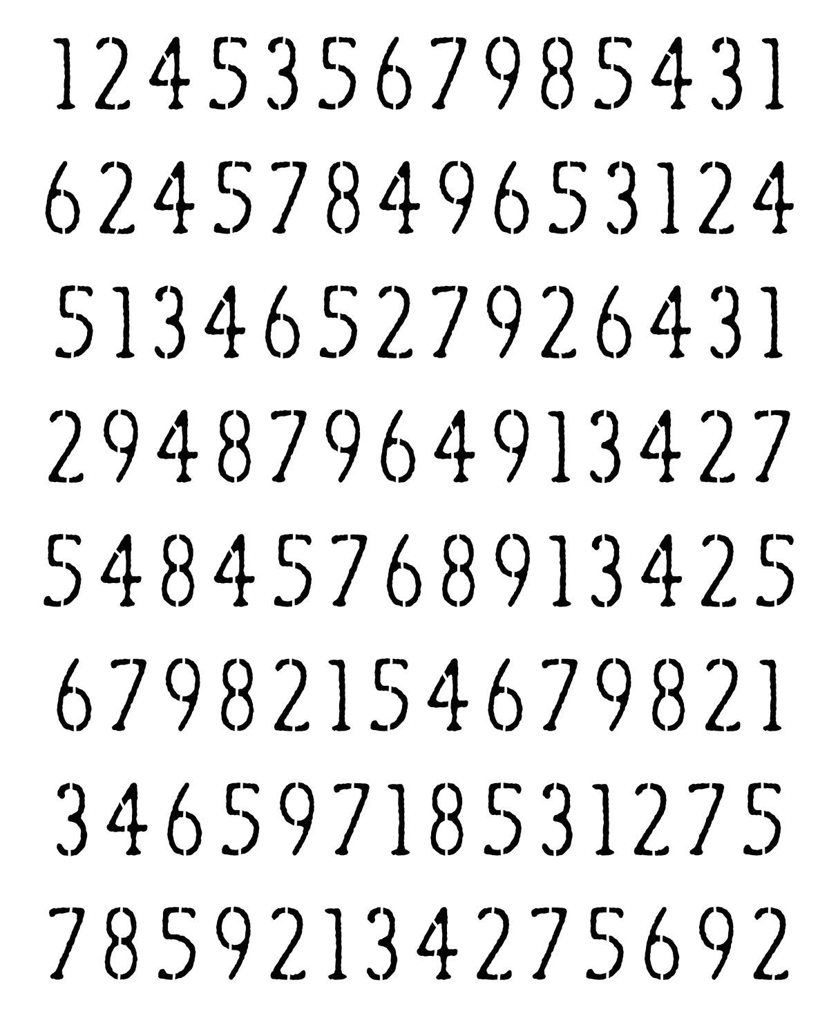 Numbers rough sm stencil 8x10