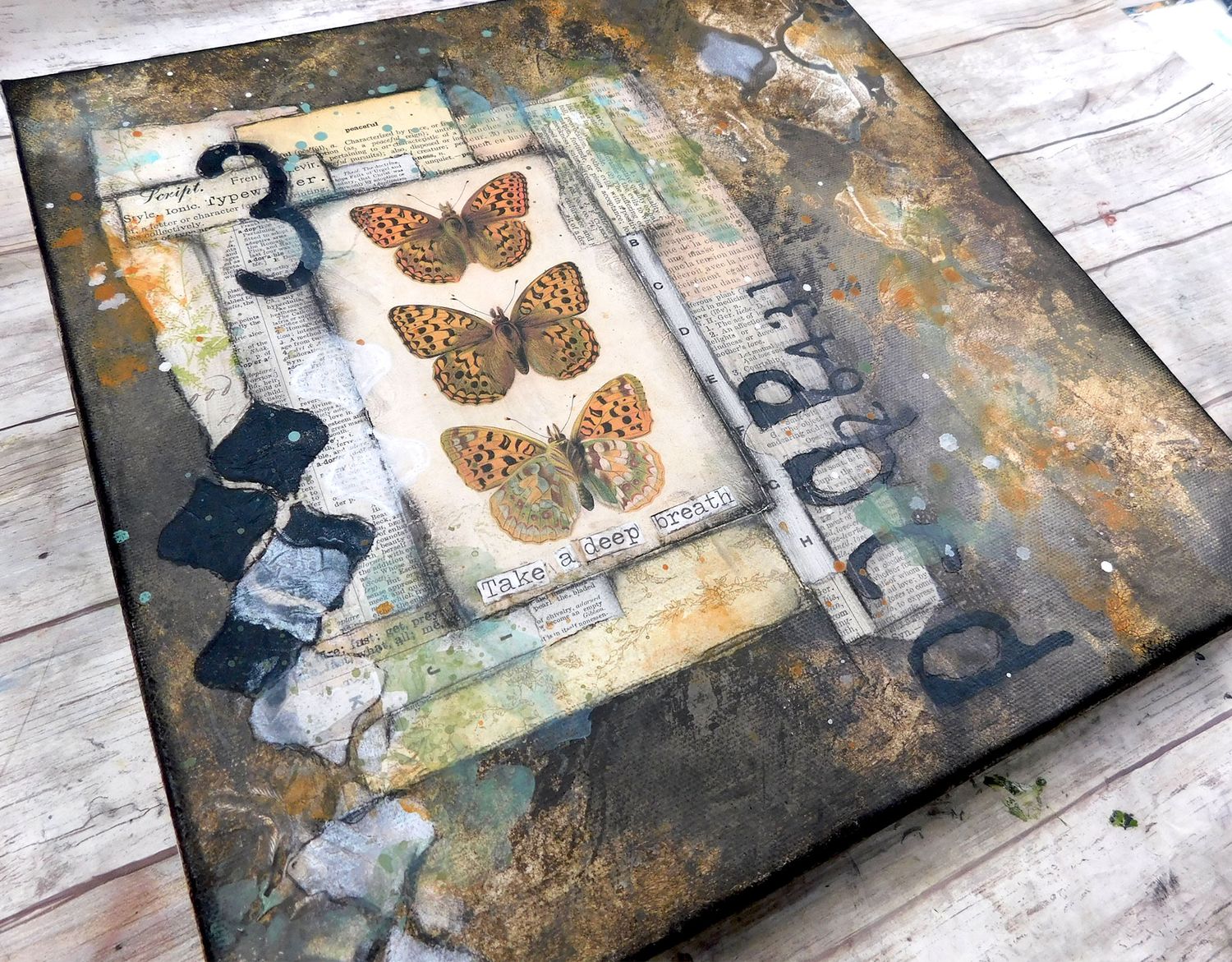 &quot;Take a deep breath&quot; mixed media 12x12 original canvas