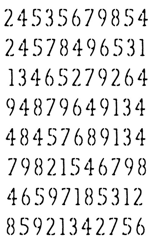 Numbers Rough sm stencil 5x8