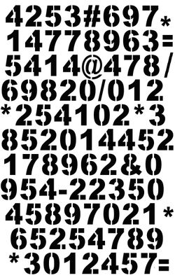 Numbers Tech sm stencil 5x8