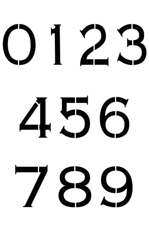 Numbers Gothic lg stencil 5x8