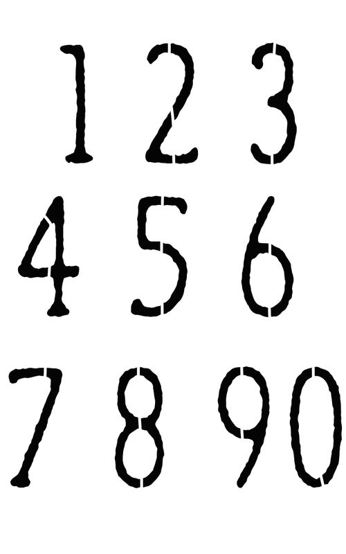 Numbers Rough lg stencil 5x8