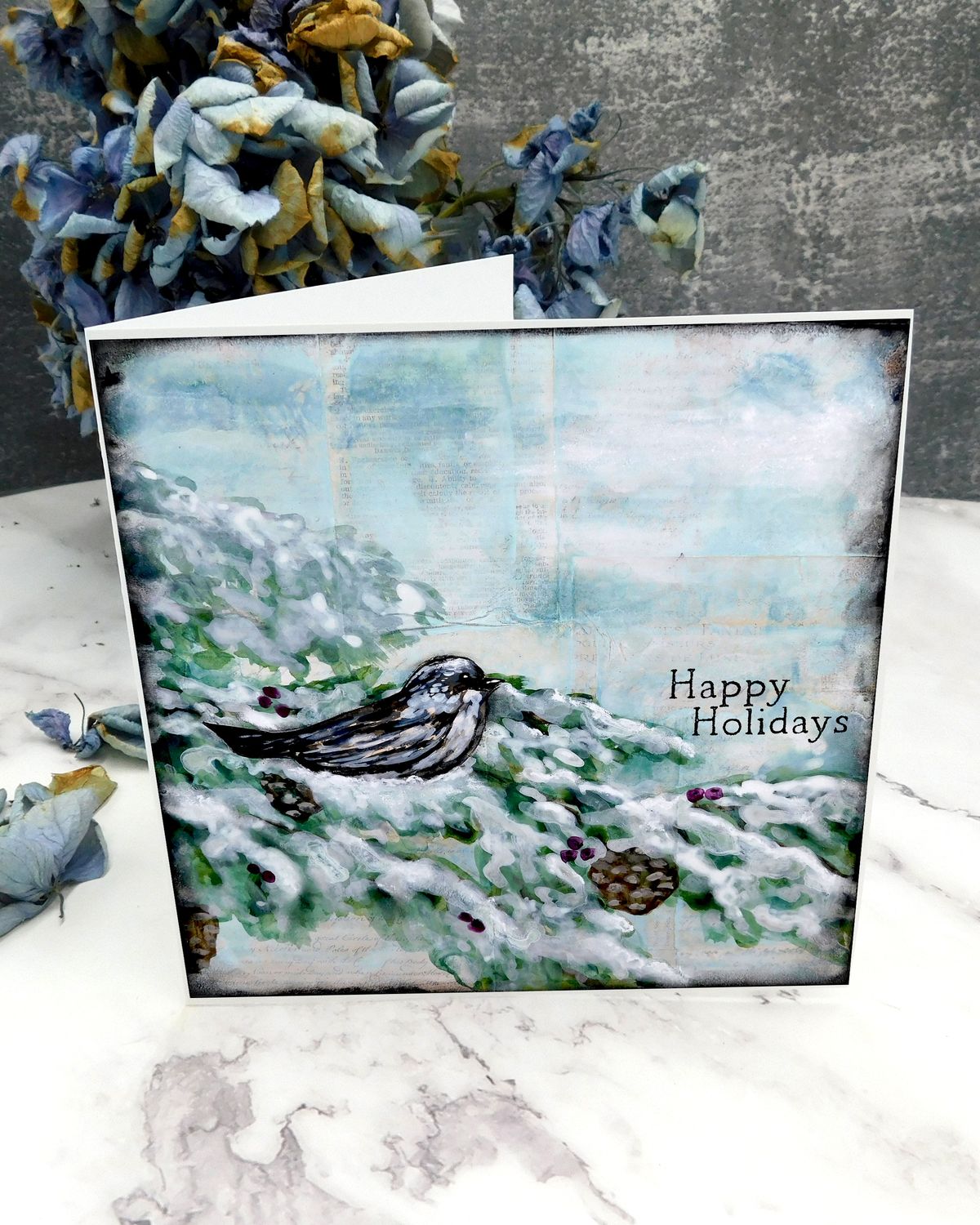 &quot;Happy Holidays&quot; bird 6x6 card