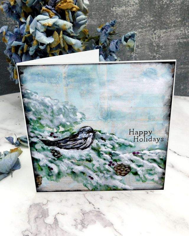 &quot;Happy Holidays&quot; bird 6x6 card