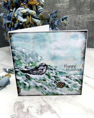 &quot;Happy Holidays&quot; bird 6x6 card