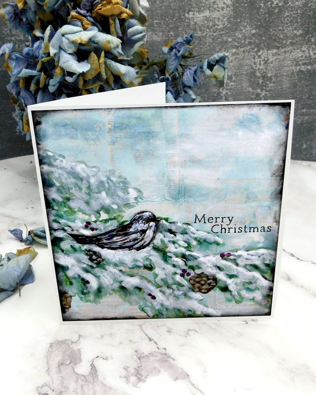 &quot;Merry Christmas&quot; bird 6x6 card