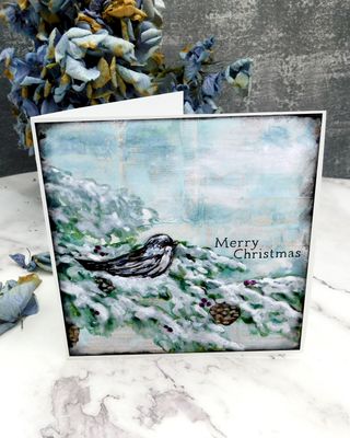 &quot;Merry Christmas&quot; bird 6x6 card