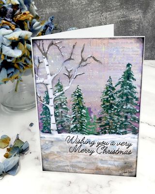 &quot;Wishing you a very Merry Christmas&quot; white tree 5x7 card