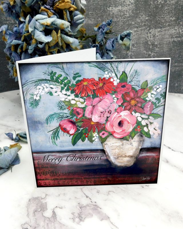 &quot;Merry Christmas&quot; floral 6x6 card