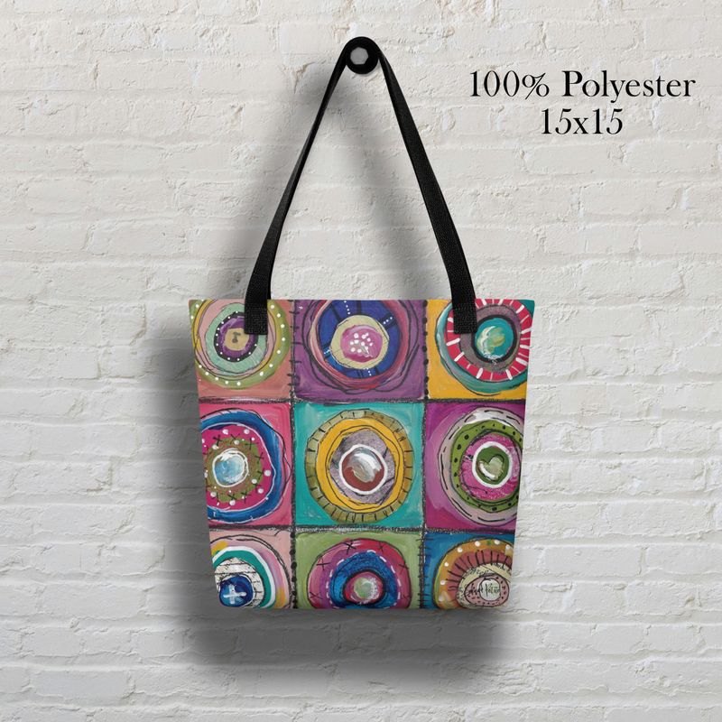 Colorful circles square Tote bag