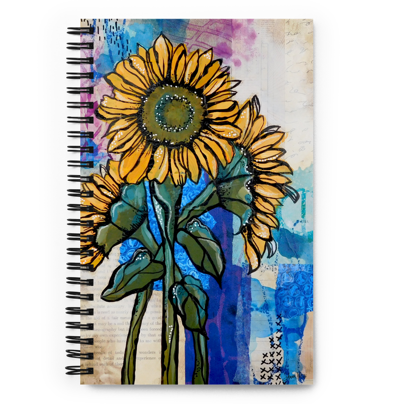 Growing in the light sunflower spiral notebook with dotted pages