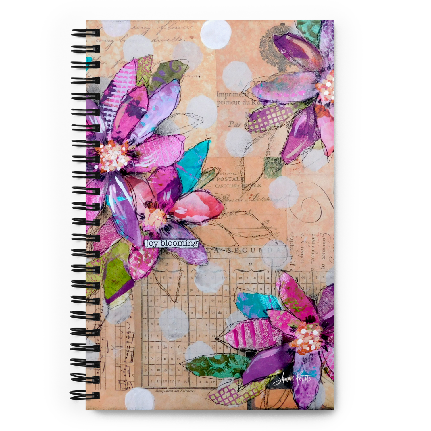 Joy blooming spiral notebook with dotted pages