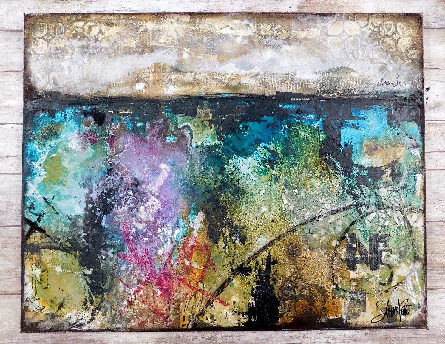 &quot;Freedom&quot; texture and freedom 16x20 mixed media original canvas