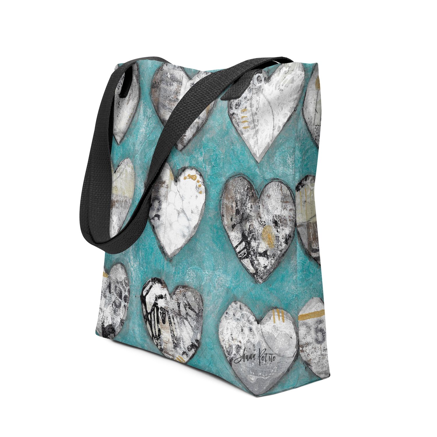 Hearts teal Tote bag Hearts teal Tote bag