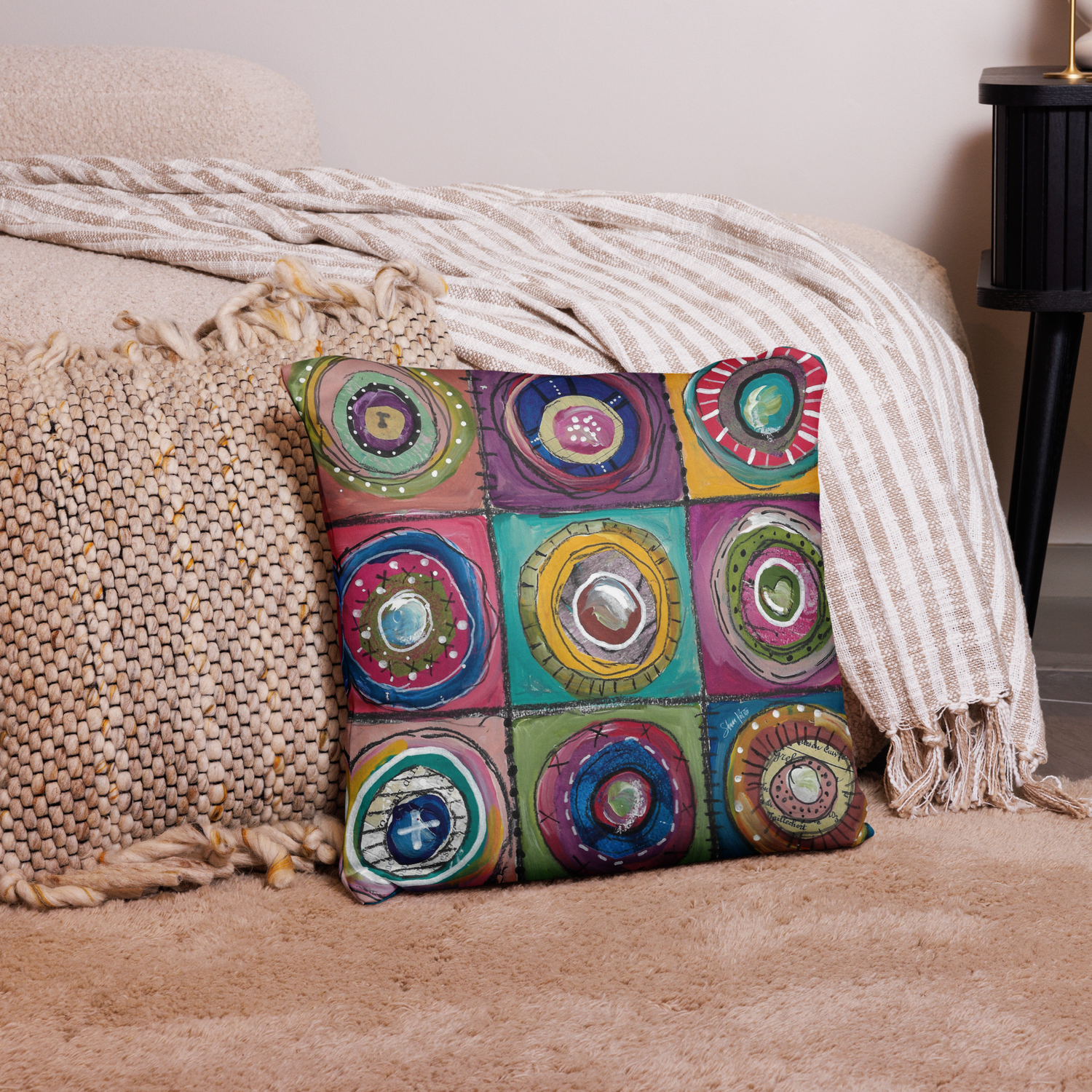 Colorful circle squares Basic Pillow