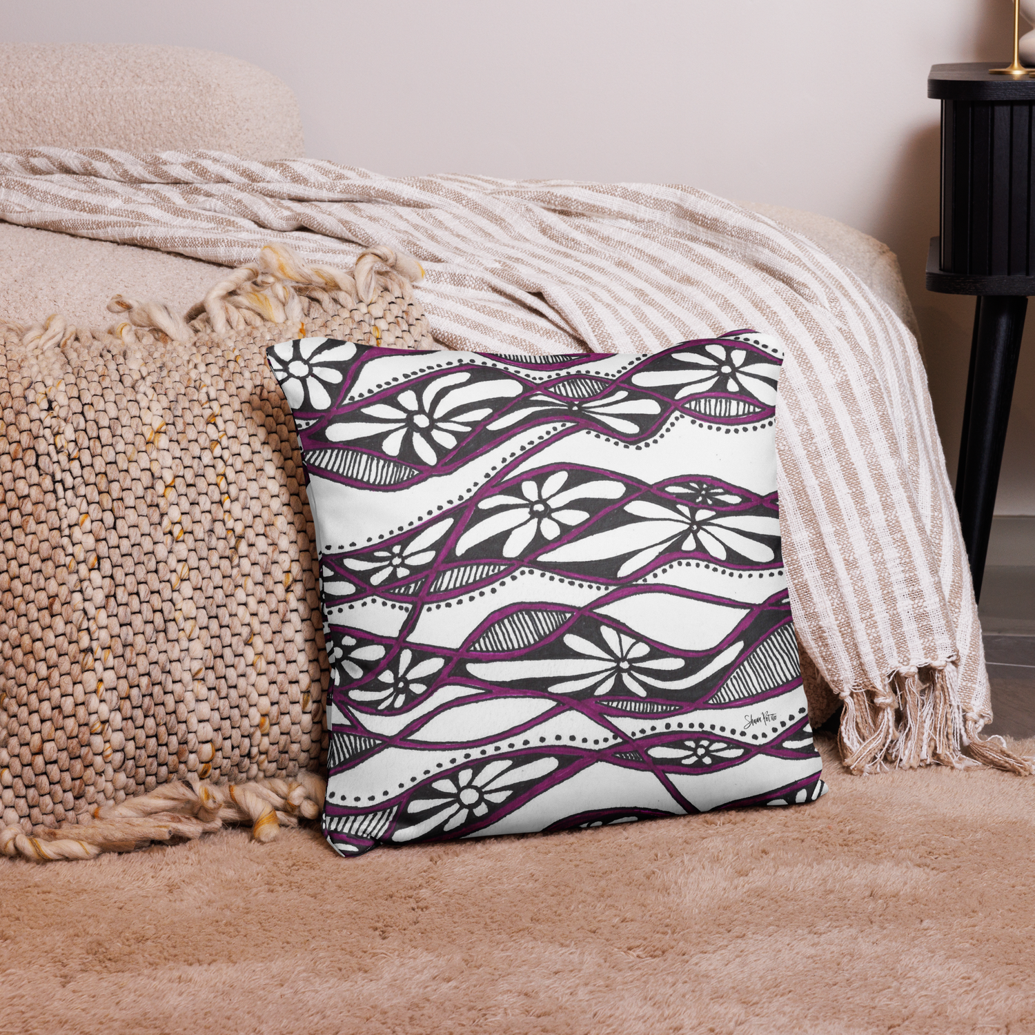 Purple flowers Basic Pillow