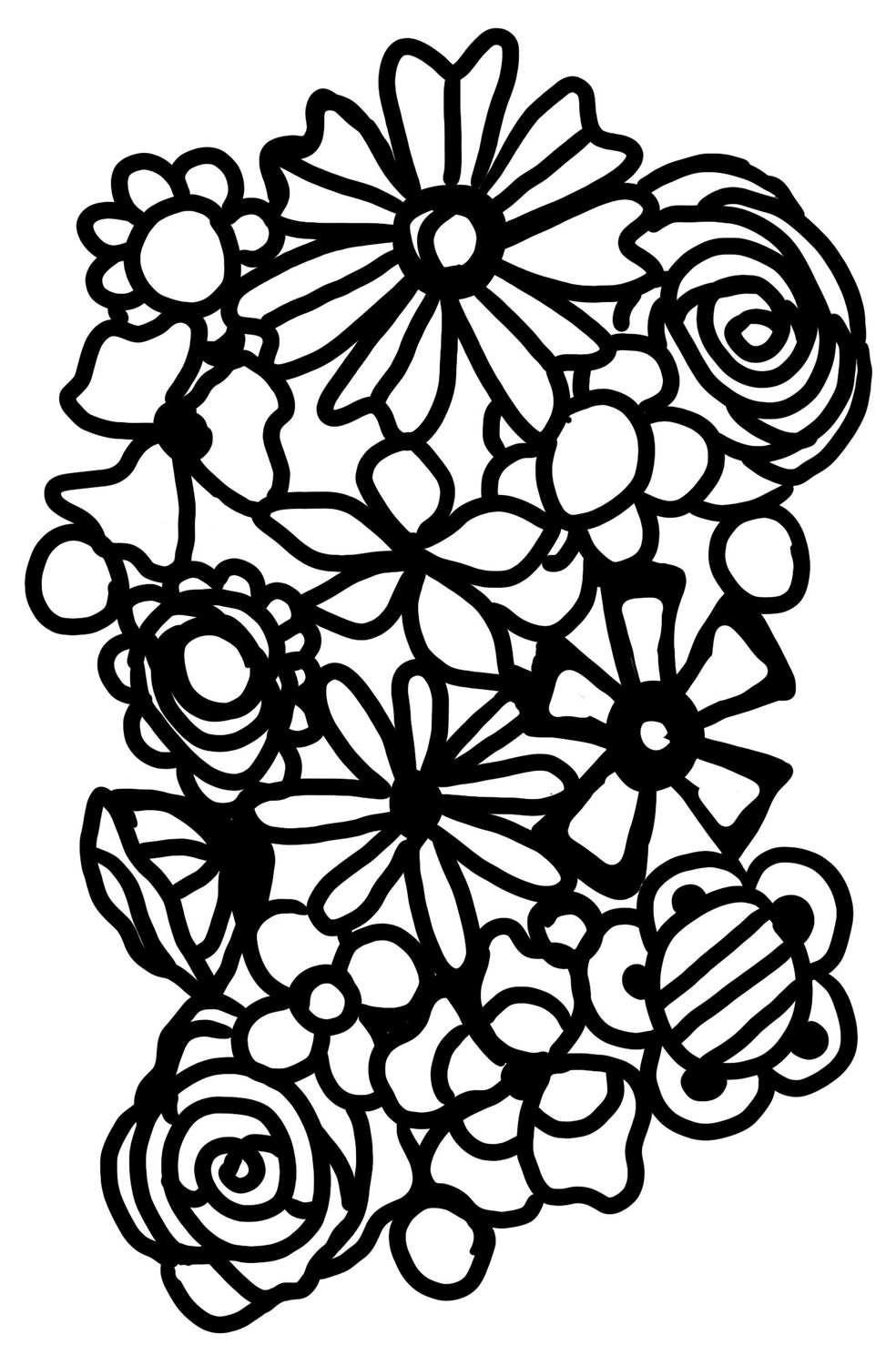 Playful Flowers with mask stencil 5x8