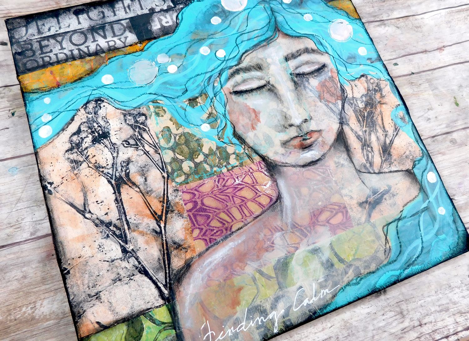 &quot;Finding Clam&quot; mixed media original 12x12